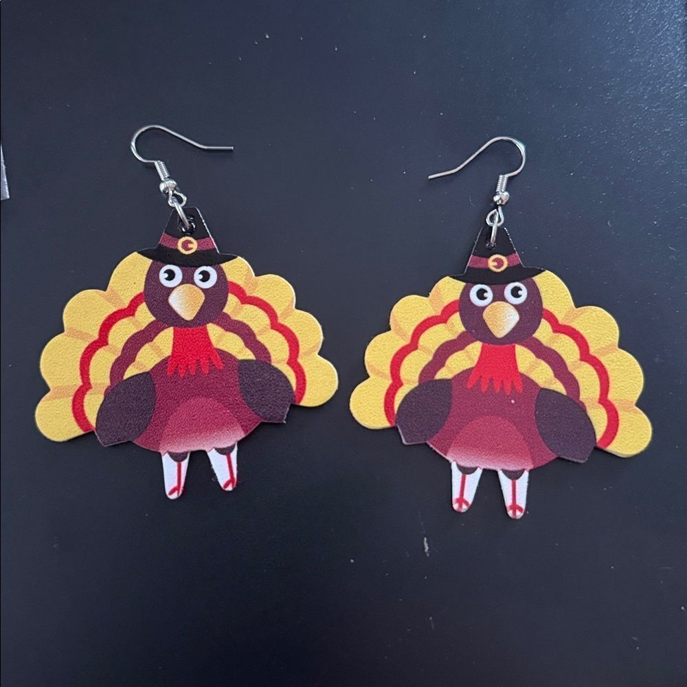 Faux leather Colorful Turkey Earrings